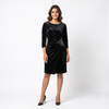 black velvet draped dress