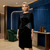black velvet draped dress
