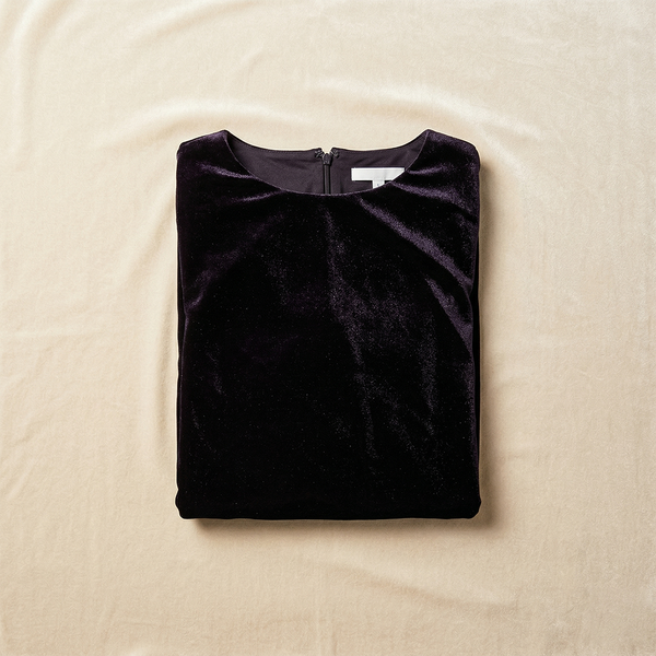black velvet draped dress