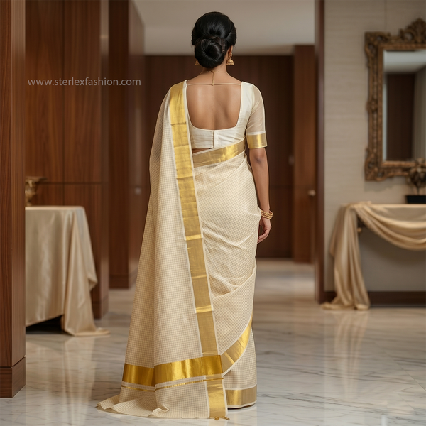 Svarna Checks Kasavu Saree