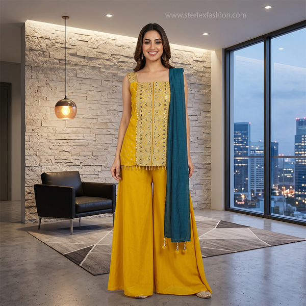 Mustard Meher Sharara Set