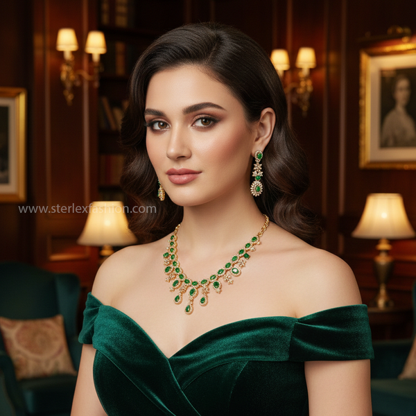 Emerald Royale Drop Necklace Set