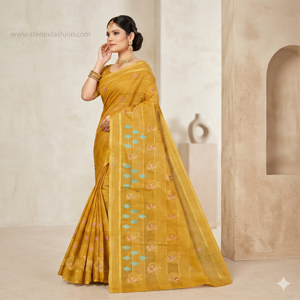 Noor Vastra Mustard Bloom Saree