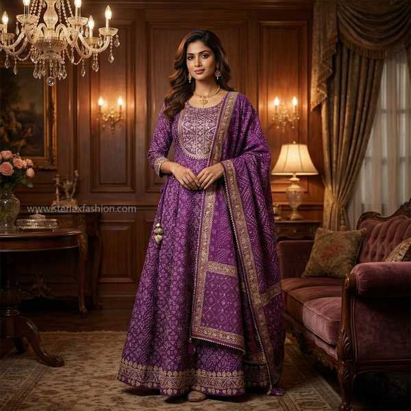 royal purple Anarkali suit set
