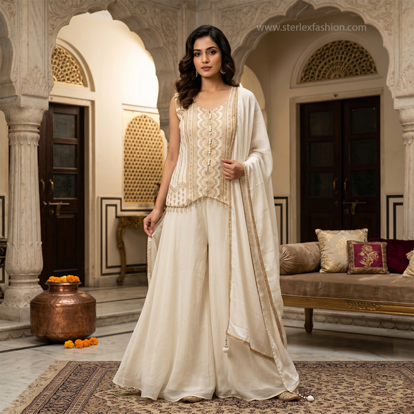 Zareen Ivory Heritage Palazzo Ensemble