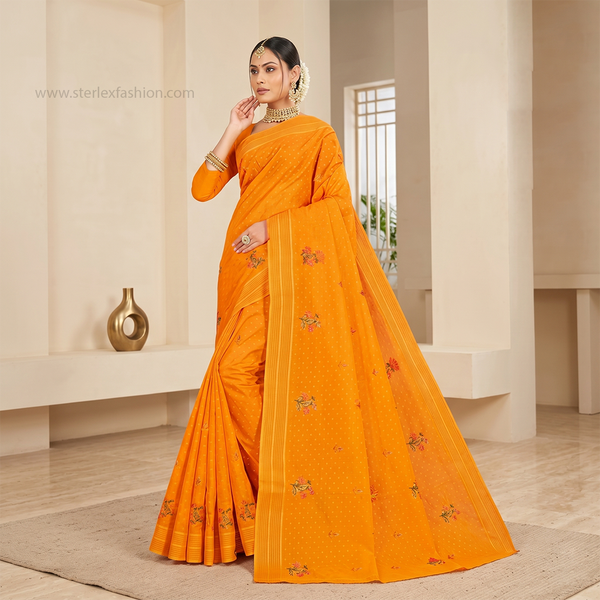 Noor Vastra Saffron Bloom Saree