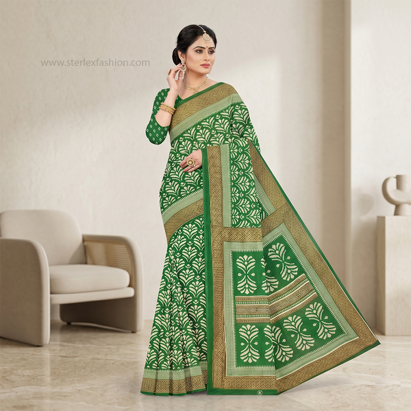 Vrinda Emerald Heritage Printed Saree