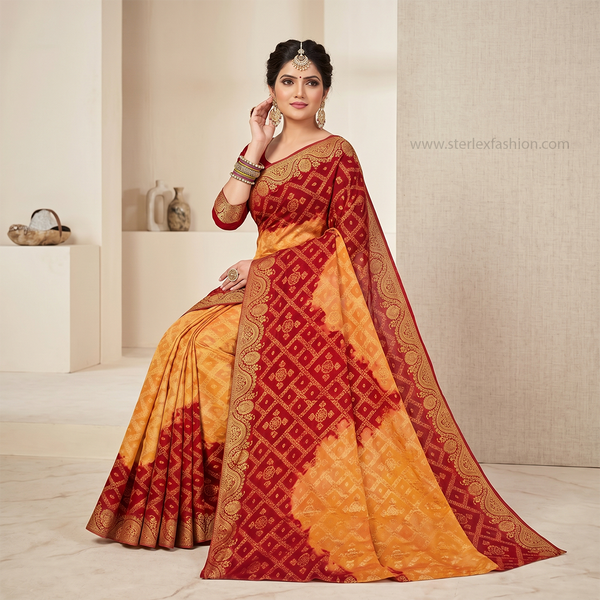Bandhani Surya Raga Zari Saree