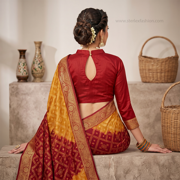 Bandhani Surya Raga Zari Saree