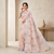 Blush Flora Silver Border Linen Saree