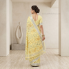 Sunlit Flora Silver Border Linen Saree