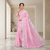Rosé Blossom Silver Border Linen Saree