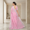 Rosé Blossom Silver Border Linen Saree