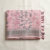 Rosé Blossom Silver Border Linen Saree