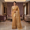 Golden Amber Rajsi Weave Saree