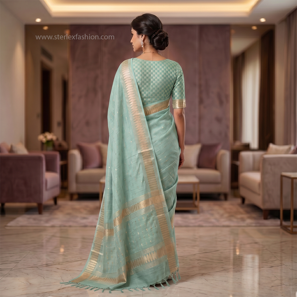 Aqua Rajsi Weave Saree