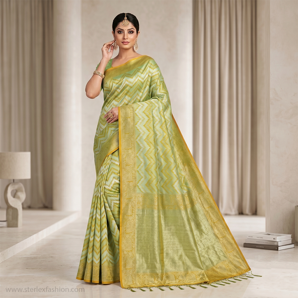 Harit Kiran Zari Saree