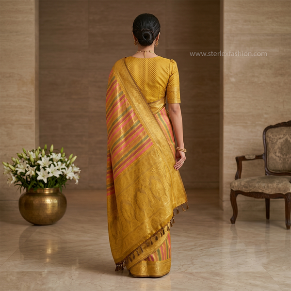Rangrekha Mustard Zari Saree