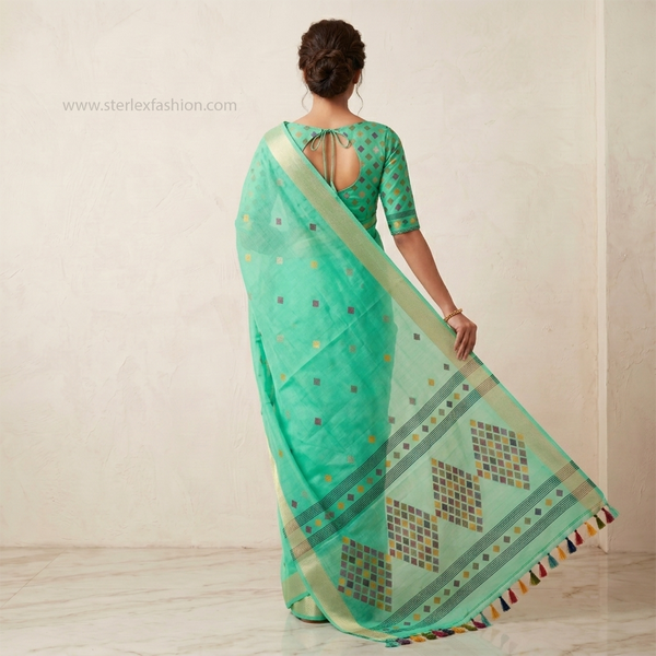 Aqua Rangika Tassel Zari Saree