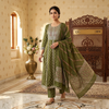 olive green Anarkali suit set
