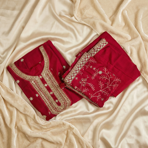 Crimson Royal Embroidered Suit Set
