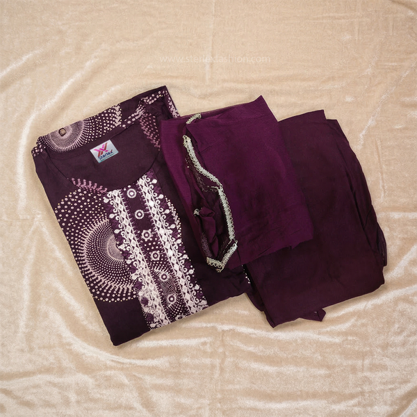 Royal Plum Heritage Cotton Suit Set