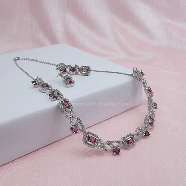 Imperial Pink AD Necklace