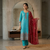 Turquoise Elegance Embroidered Suit Set