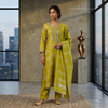 Lime Zest Elegance Printed Cotton Suit Set