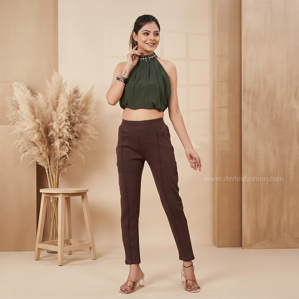 high-rise straight fit trousers