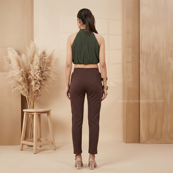 high-rise straight fit trousers
