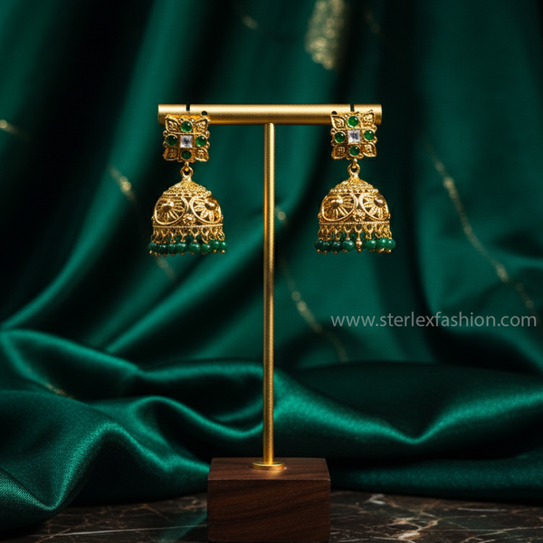 Rajvani Emerald Jhumka