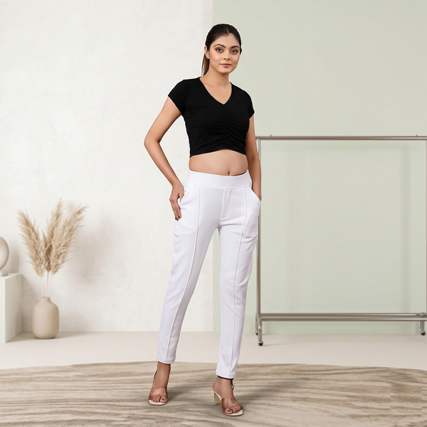 high-rise straight fit trousers