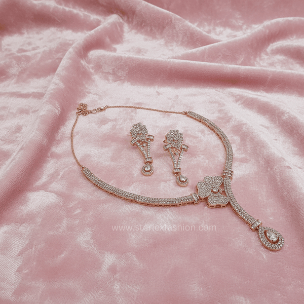 Gold Light Star AD Necklace Set