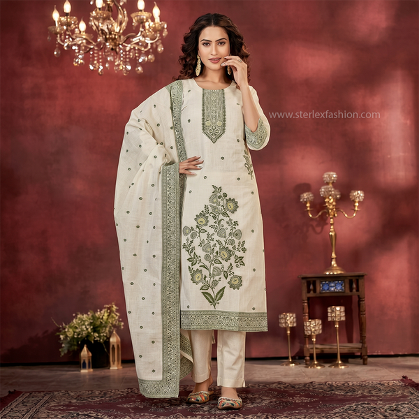 Bloom Embroidered Straight Kurta Set with Dupatta