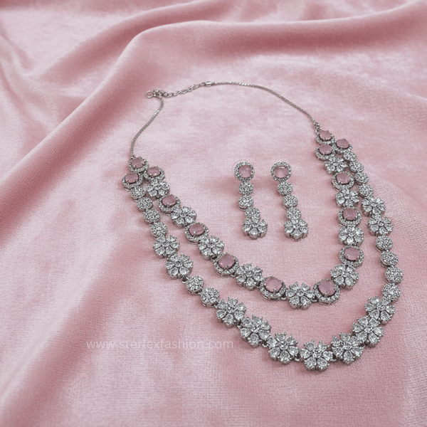 Twinkle Pink AD Necklace Set