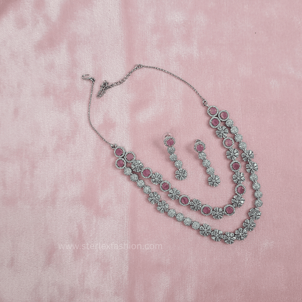 Twinkle Pink AD Necklace Set