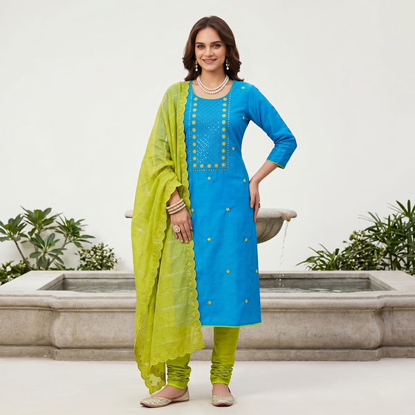 Floral Embroidered Dress Material