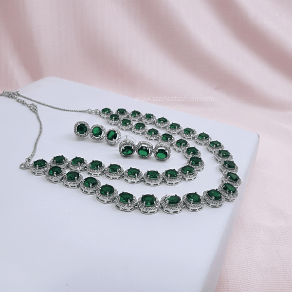Twinkle Green AD Necklace