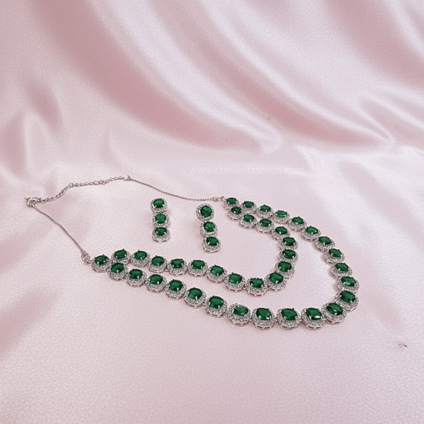 Twinkle Green AD Necklace