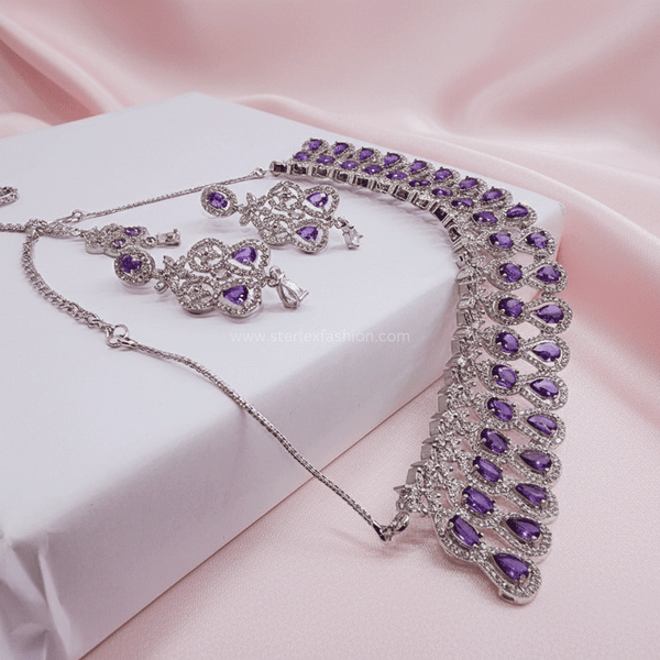 Rajpriya Purple AD Necklace