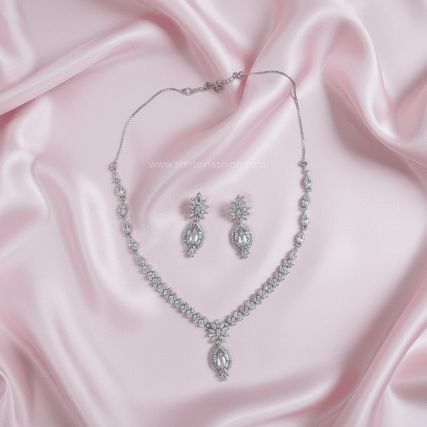 Royal Amara Silver AD Necklace