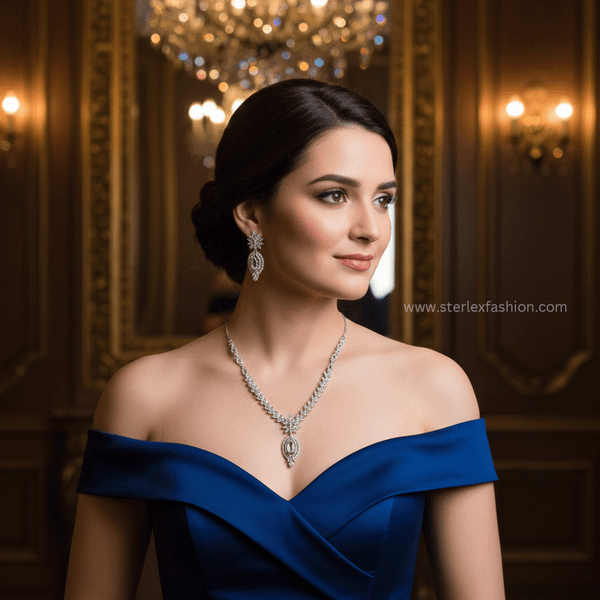 Royal Amara Silver AD Necklace