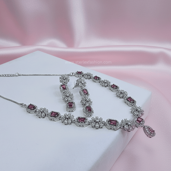 Elite Star Pink AD Necklace