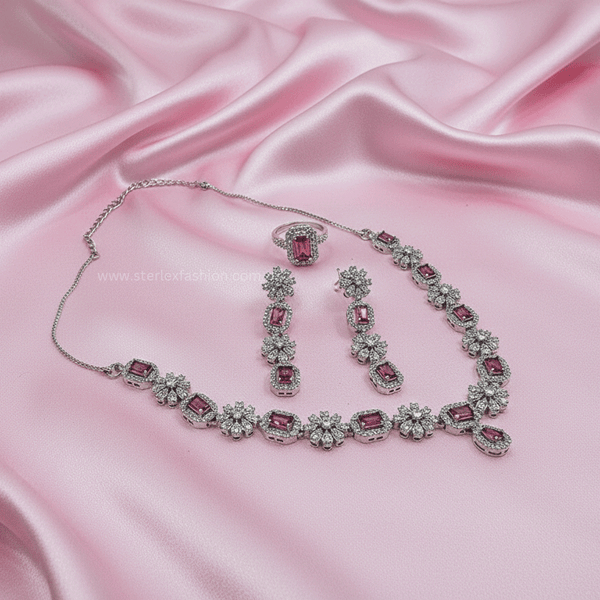 Elite Star Pink AD Necklace