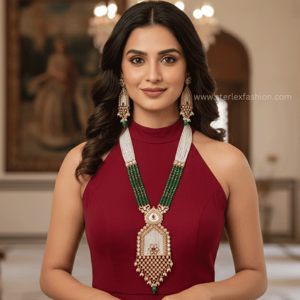 Maharani Pearl Emerald Necklace