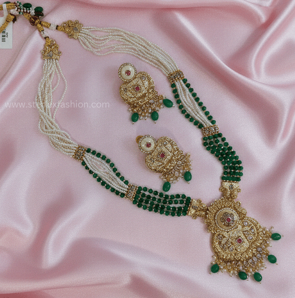 Meher Green Pearl Kundan Set