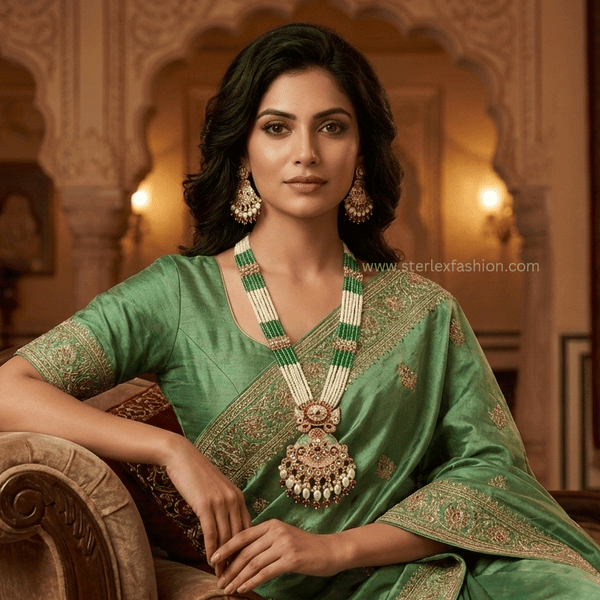 Mint Pearl Kundan Haar