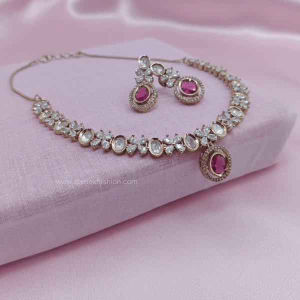 Elara Ruby Glow Necklace Set