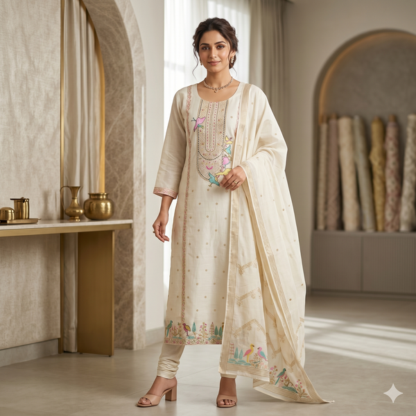Eira Ivory Suit Set with Dupatta